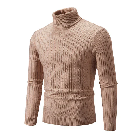 Orlan Maglione Uomo a Collo Alto – Pullover a Coste Slim Fit in Acrilico Morbido e Caldo
