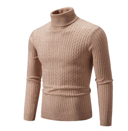 Orlan Maglione Uomo a Collo Alto – Pullover a Coste Slim Fit in Acrilico Morbido e Caldo