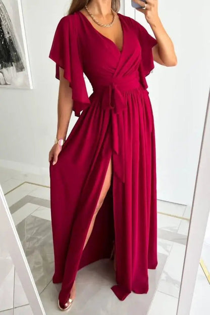 Robe longue femme décolleté en V coupe décontractée