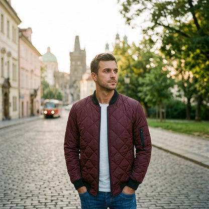 Quilted Casual Men's Bomber Jacket