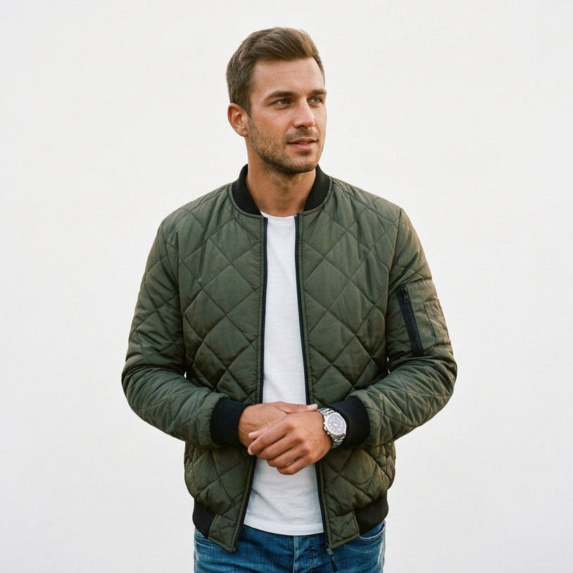 Quilted Casual Men's Bomber Jacket