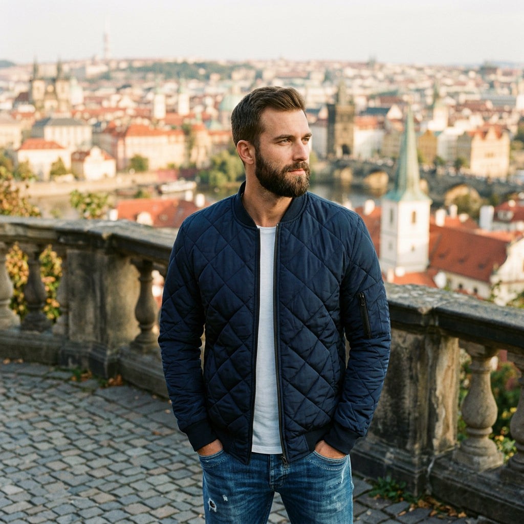 Quilted Casual Men's Bomber Jacket