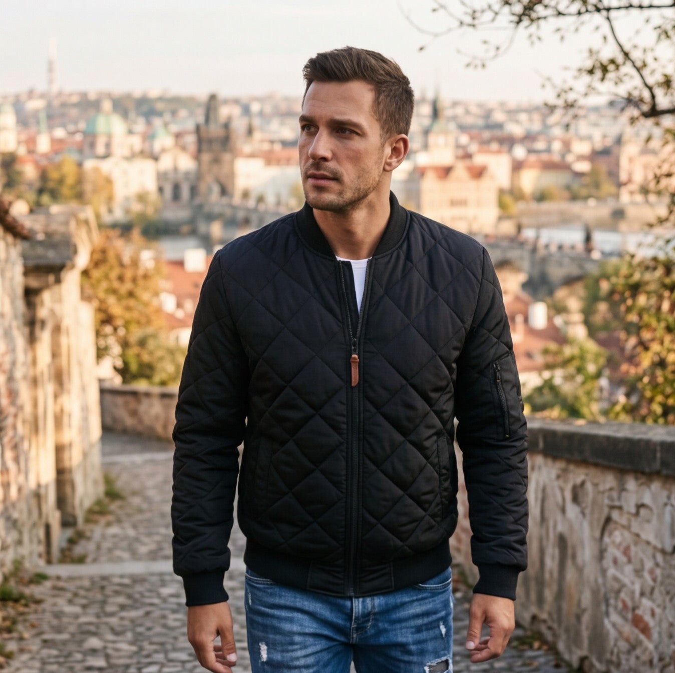 Quilted Casual Men's Bomber Jacket