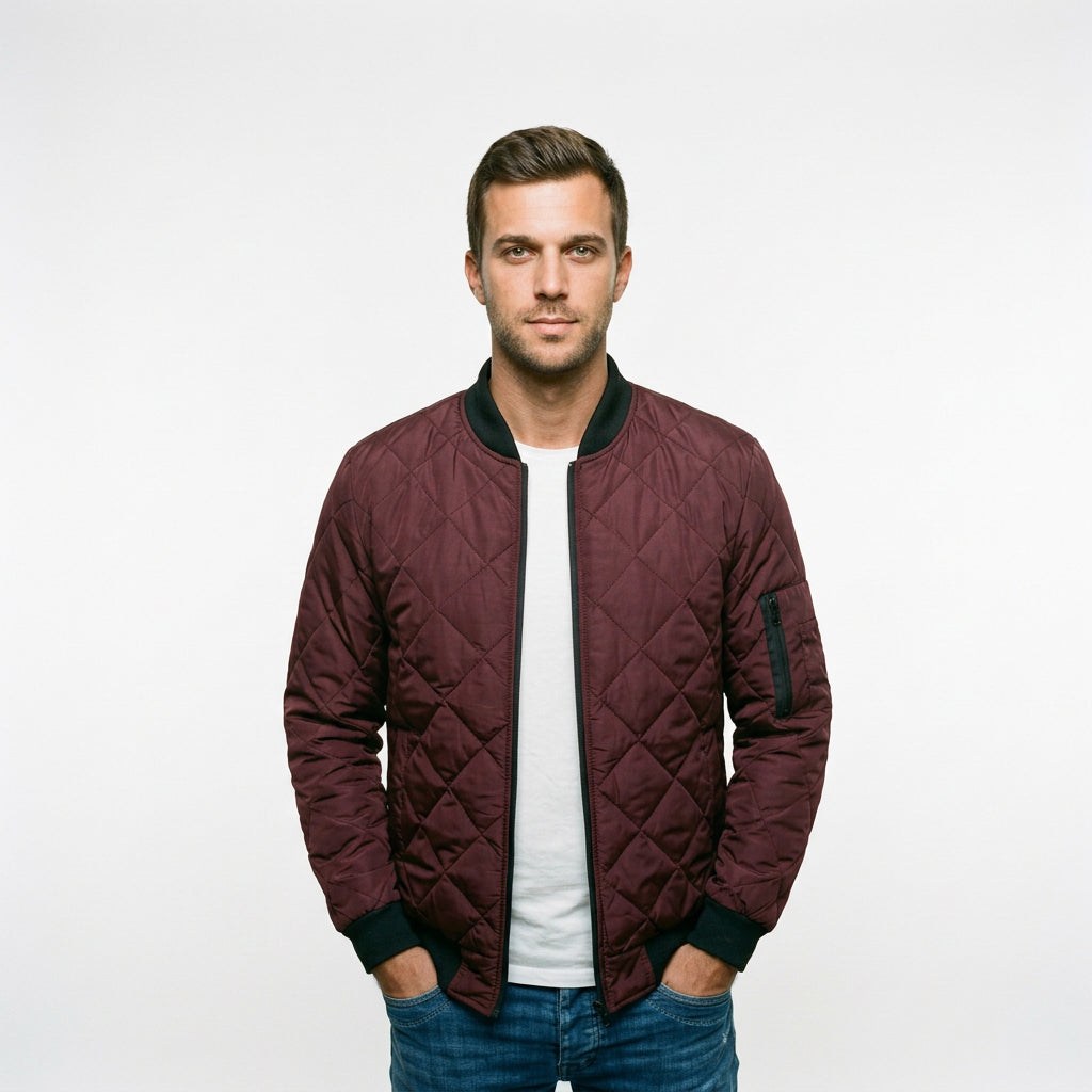Quilted Casual Men's Bomber Jacket