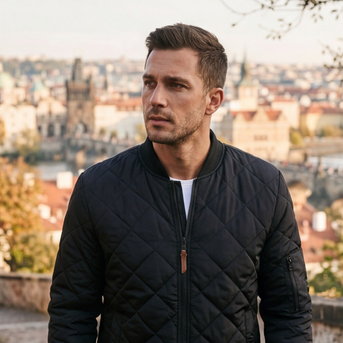 Quilted Casual Men's Bomber Jacket