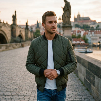 Quilted Casual Men's Bomber Jacket