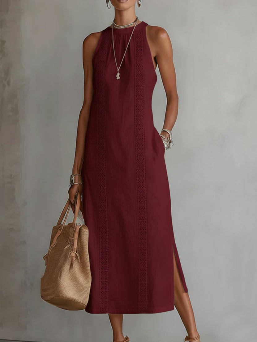 Quinella - Abito Midi Estivo Donna Collo Mao Naturale Fresco 6
