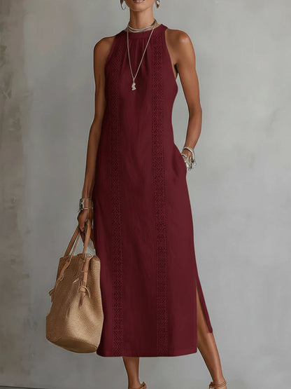 Quinella - Abito Midi Estivo Donna Collo Mao Naturale Fresco 6