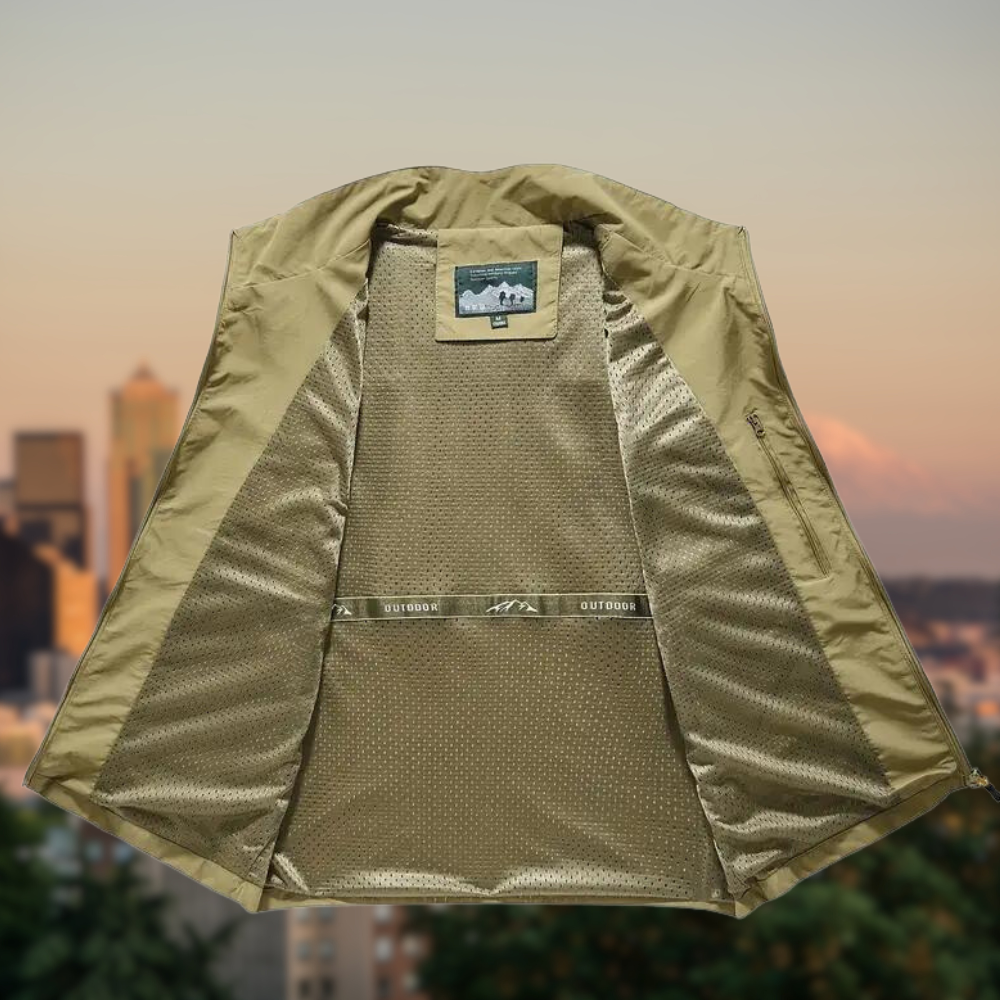 Men’s Multi-Pocket Zip-Up Vest – Soft Breathable Durable Layered Comfort for Casual Styling