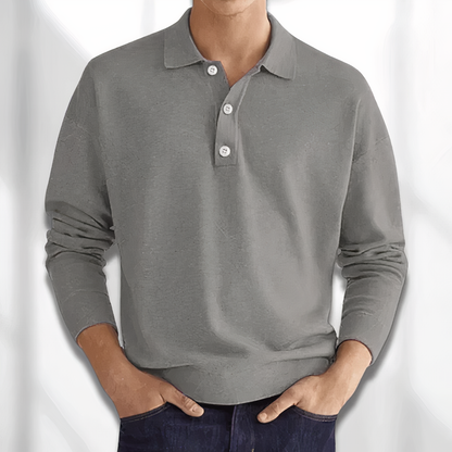 Men’s Long Sleeve Polo Shirt – Stylish Comfortable Breathable Smart Casual Everyday Classic Top