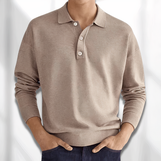 Men’s Long Sleeve Polo Shirt – Stylish Comfortable Breathable Smart Casual Everyday Classic Top