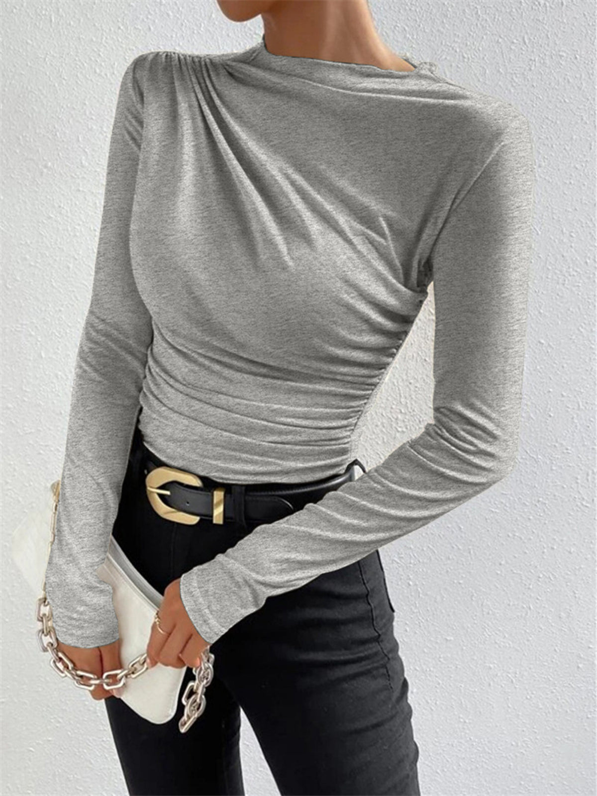 Ravishing Long Sleeve Shirt | High Stretch Jersey, Ruching Detail 2