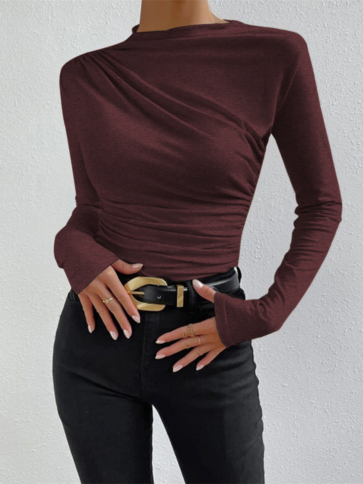 Ravishing Long Sleeve Shirt | High Stretch Jersey, Ruching Detail 9
