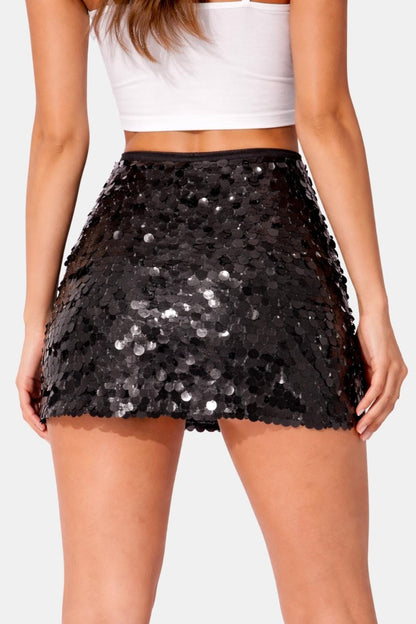 Rayna – High-Waist Sequin Mini Skirt with Evening Shine