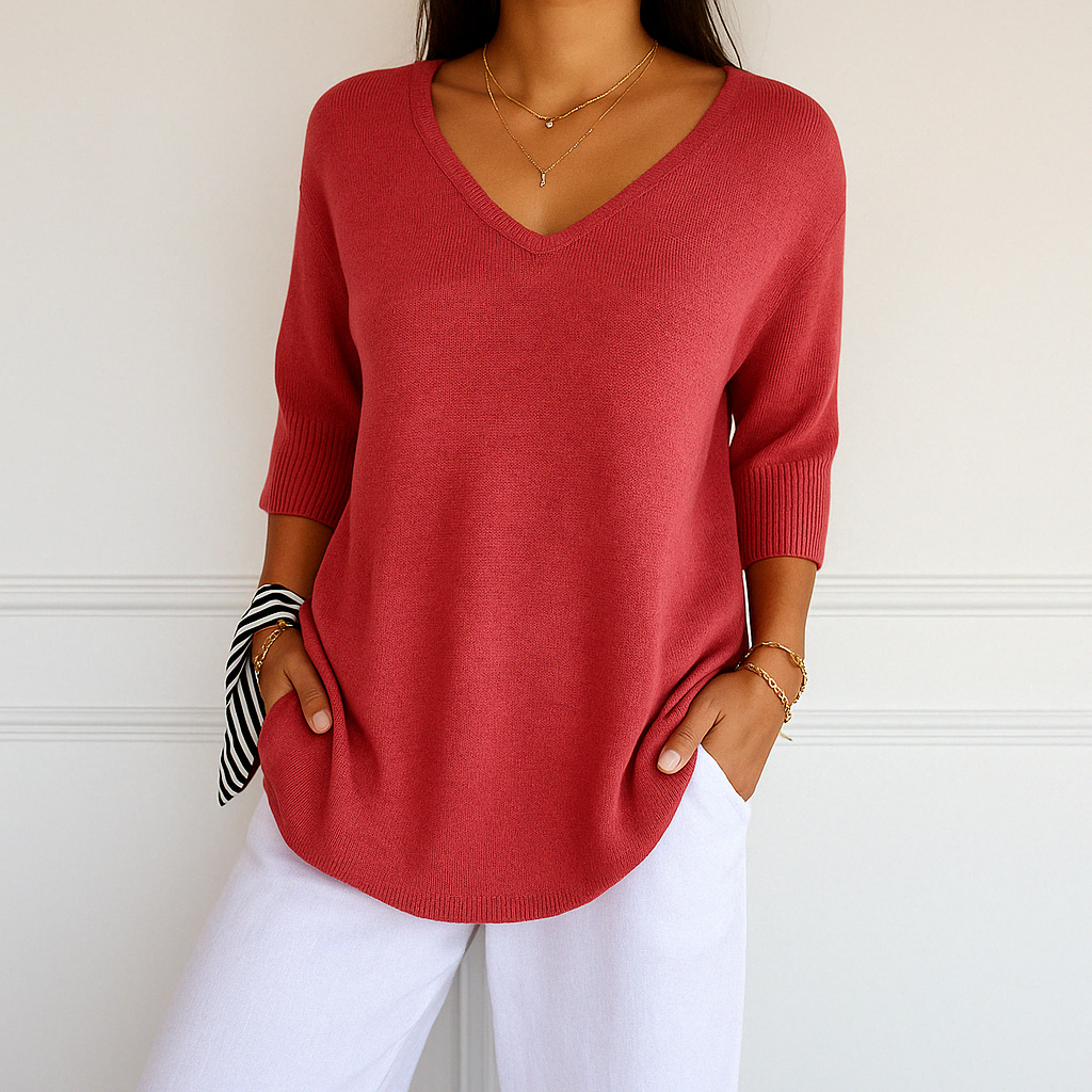 Clara | Women V Neck z krótkim rękawem sweater