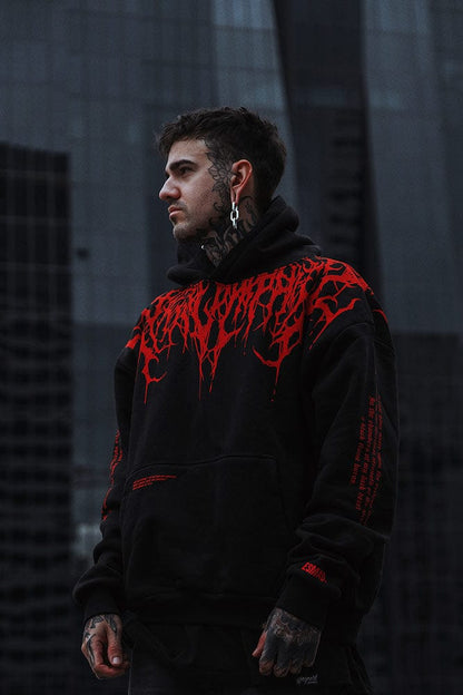 Oversized schwerer Hoodie mit Druck – Damon