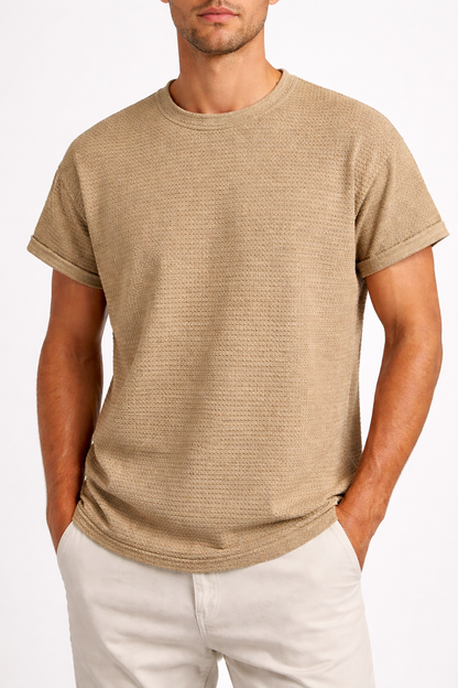 Relax Fit Striped Textured T-Shirt