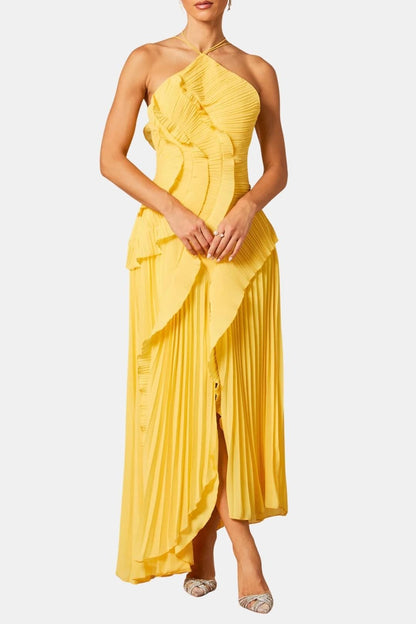 Remington – Radiant Pleated Halterneck Midi Dress