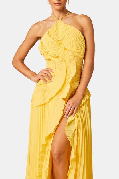 Remington – Radiant Pleated Halterneck Midi Dress