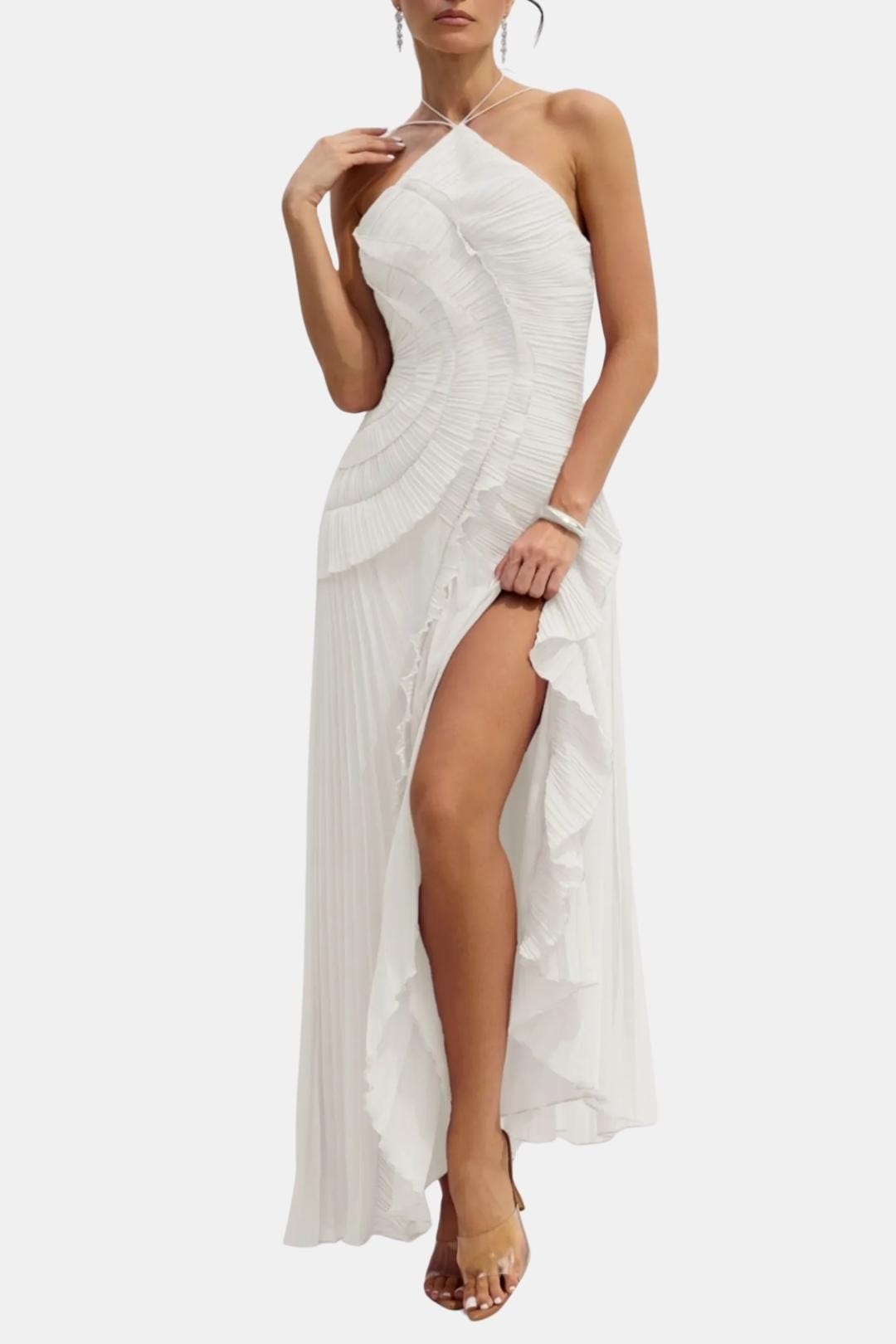 Remington – Radiant Pleated Halterneck Midi Dress