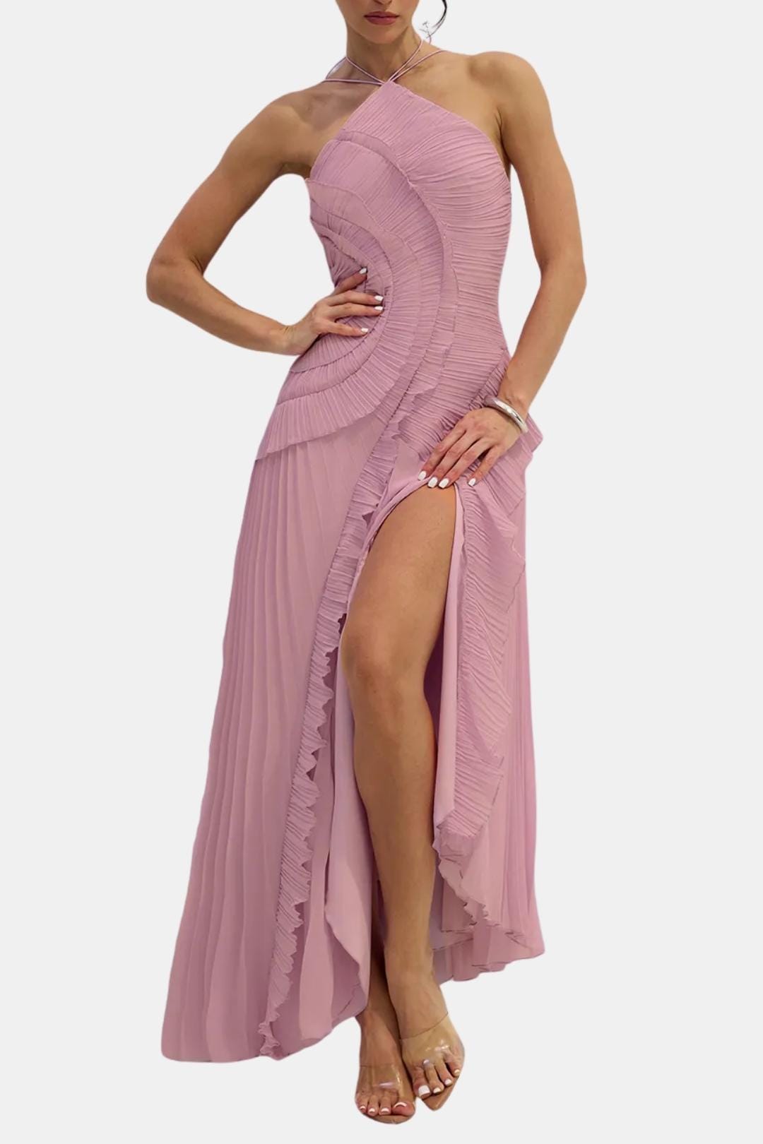 Remington – Radiant Pleated Halterneck Midi Dress