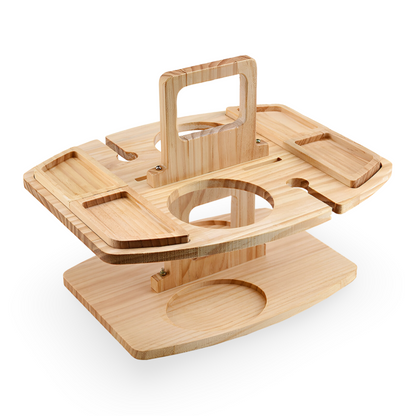 Afneembare Picknicktafel van Hout met Wijnvakken – Ideaal voor Buitenactiviteiten