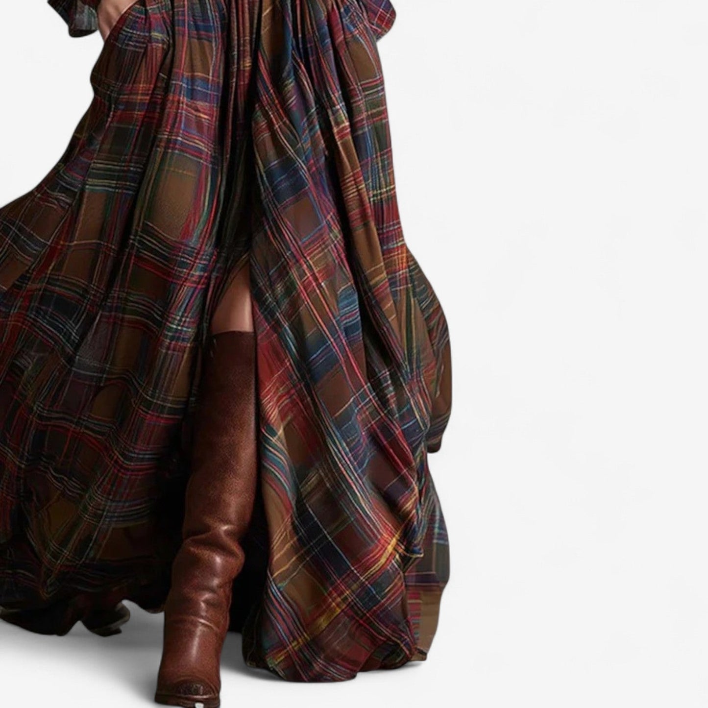 Elegantes zeitloses kariertes Maxikleid
