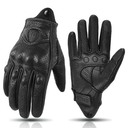Retro Geperforeerde Motorhandschoenen Heren van Geitenleer Voor Zomergebruik 6