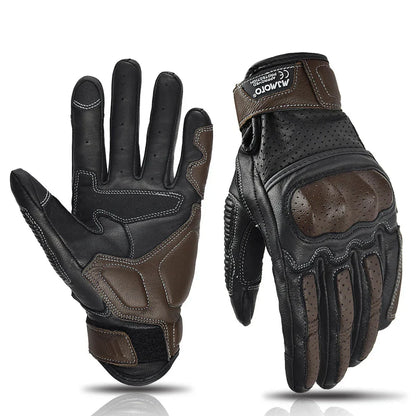 Retro Geperforeerde Motorhandschoenen Heren van Geitenleer Voor Zomergebruik 9