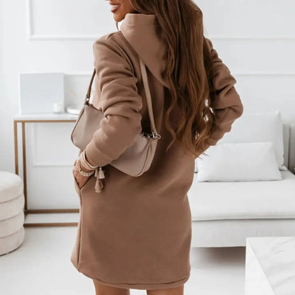 Tessia Robe Femme à Capuche – Confort Coton Mélangé avec Poches & Élégance Décontractée