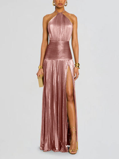 Robe Longue Femme Élégante Métallisée 1