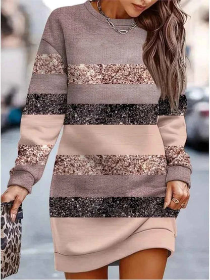 Robe Longue Femme Élégante à Manches Longues