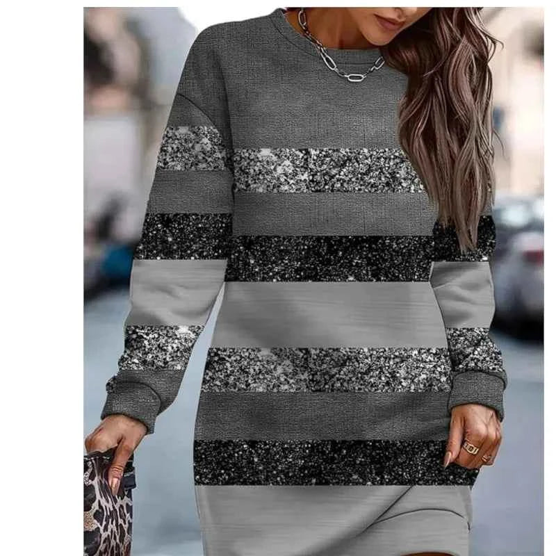 Robe Longue Femme Élégante à Manches Longues