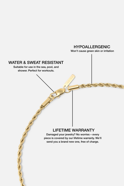 Rope Chain 3mm (Guld)