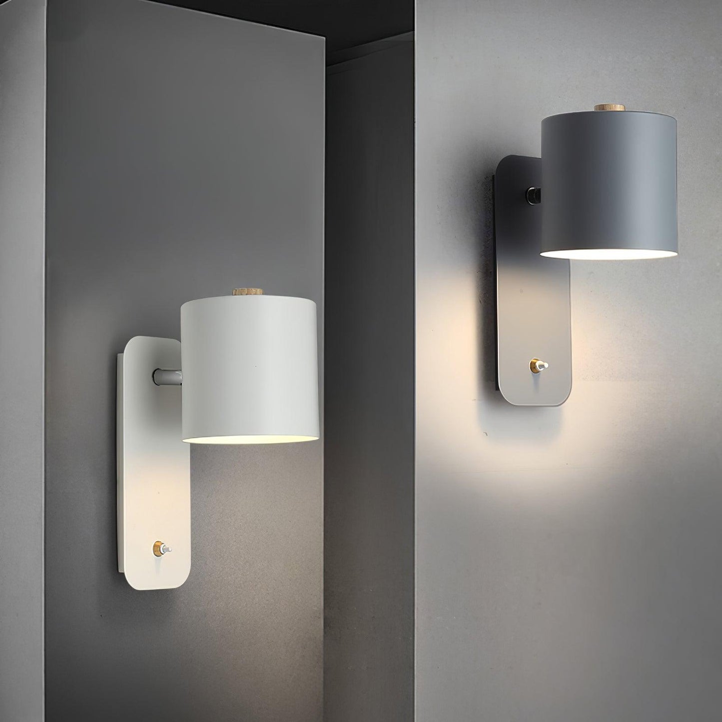 Giro Legno | Draaibare Cilinder Wandlamp – 350° Verstelbaar – Metaal & Hout