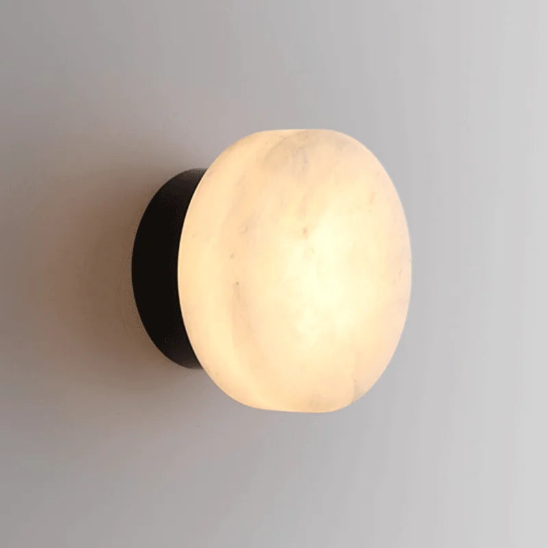 LuxRoyale Luxury Spanish Natural Marble Circular Wall Lamp
