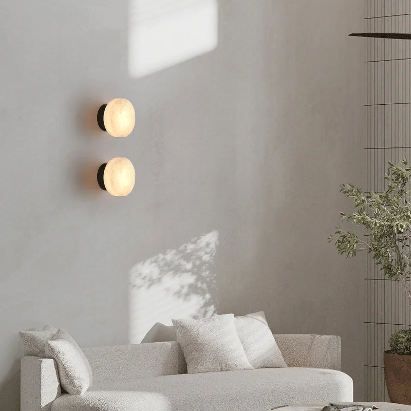 LuxRoyale Luxury Spanish Natural Marble Circular Wall Lamp
