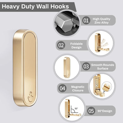 Royallure Foldable Wall Coat Hook - Space-Saving Zinc Alloy Design for Organized Living 1
