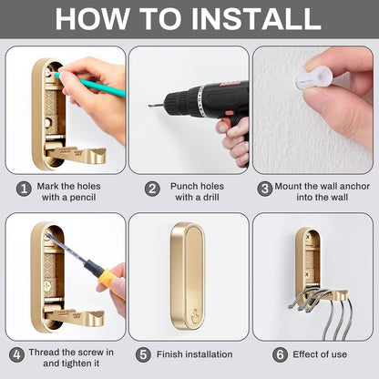 Royallure Foldable Wall Coat Hook - Space-Saving Zinc Alloy Design for Organized Living 3