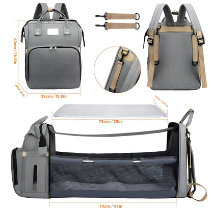 Royallure Smart Diaper Bag Backpack with Foldable Bed and USB Charging Port 8