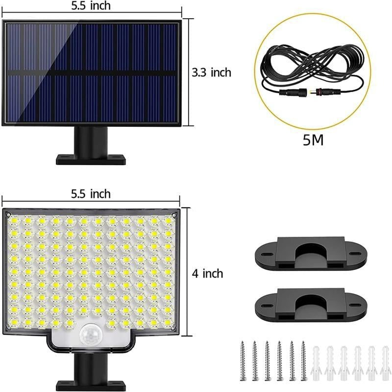 Royallure Solar Outdoor Light with Motion Sensor - 106 LEDs, Waterproof Garden Wall Light