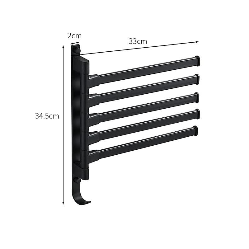 Royallure Towel Rack for Bathroom, 5-Arm Towel Organizer in Matte Black Finish 4