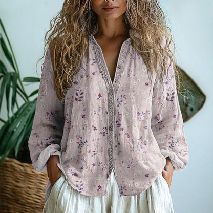 Brianna Vintage Leaf Print Top
