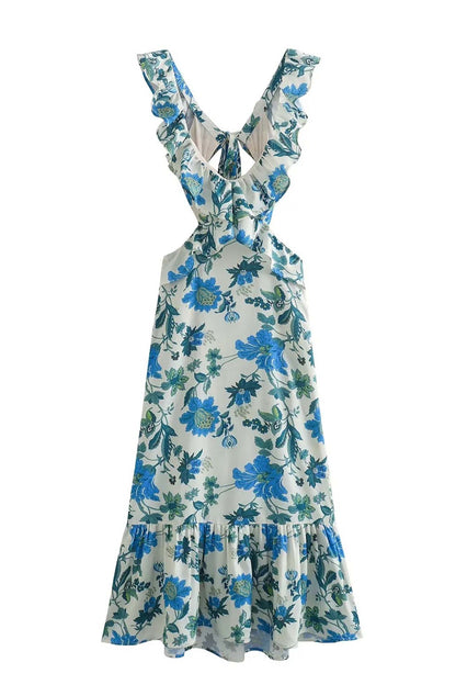 Amara | Elegant Summer Maxi Dress - Sleeveless with Ruffle Straps