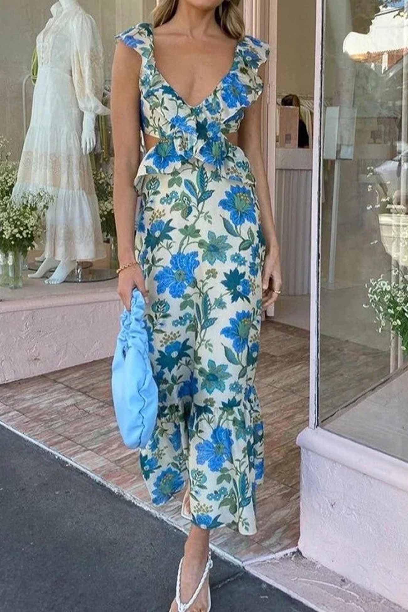 Jamie | Floral Elegant Ruffle Maxi Dress