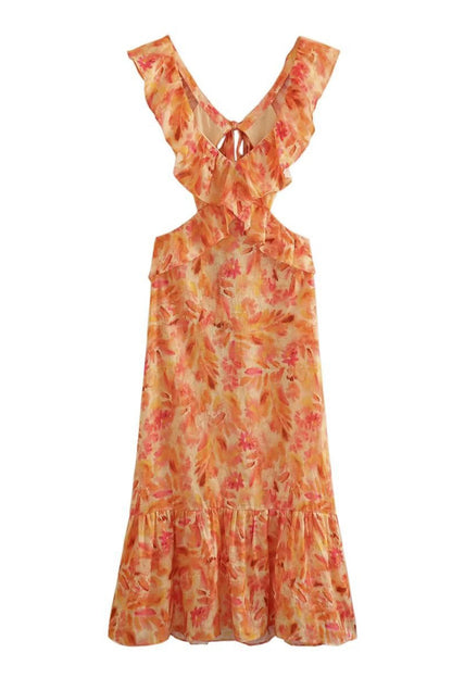 Jamie | Floral Elegant Ruffle Maxi Dress