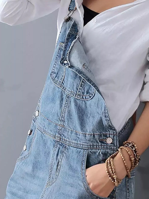 Rugslit Versleten Denim Dungaree Jurk 5