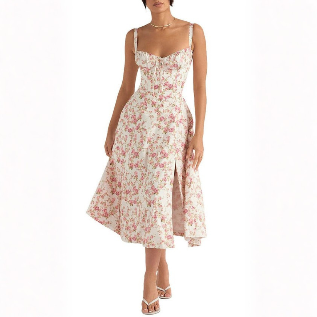 Ryan | Women Slip Dress Sweetheart Neck Spaghetti Straps Side Slit Front Tie
