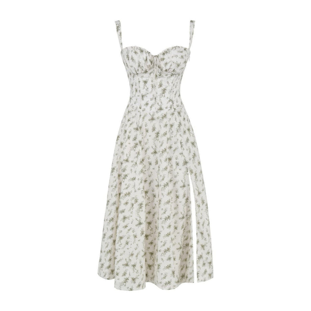 Ryan | Women Slip Dress Sweetheart Neck Spaghetti Straps Side Slit Front Tie