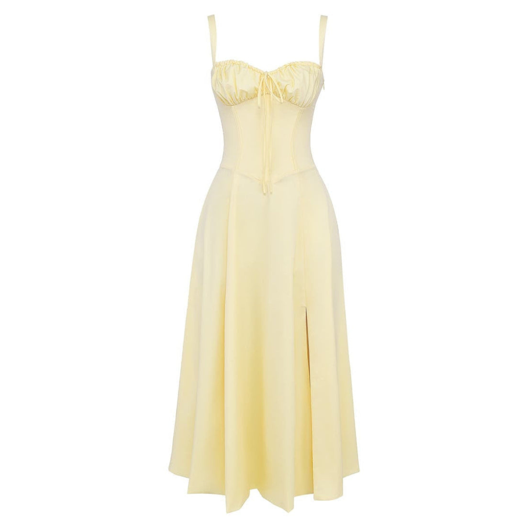 Ryan | Women Slip Dress Sweetheart Neck Spaghetti Straps Side Slit Front Tie